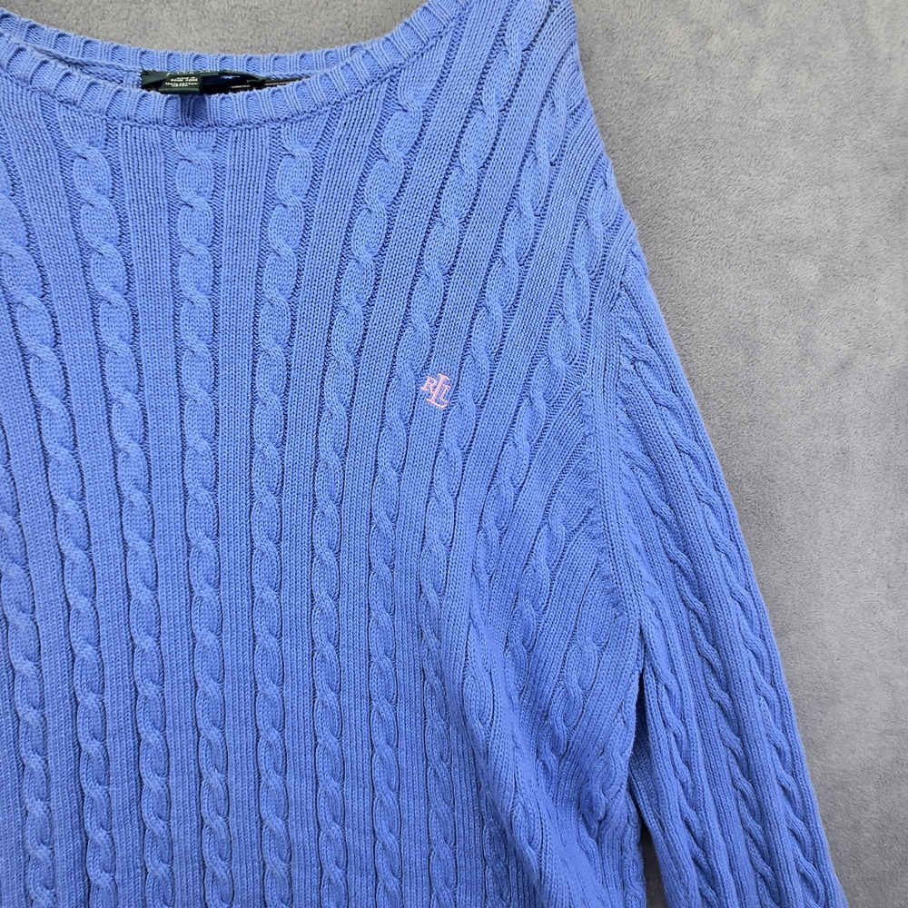 Lauren Ralph Laure Blue Cable Knit Sweater - Picture 2 of 8
